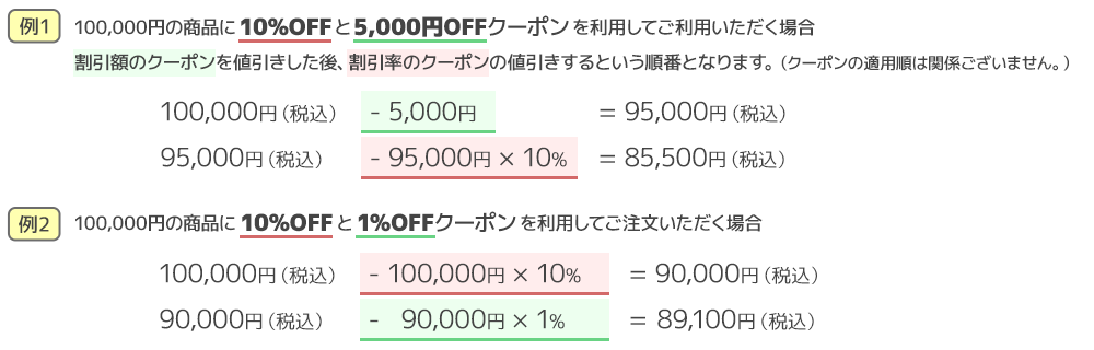 クーポン値引きのルール