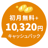 初月無料＋10,320円キャッシュバック