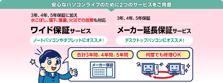 安心なパソコンライフのために2つのサービスをご用意