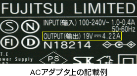 ACアダプター上の記載例